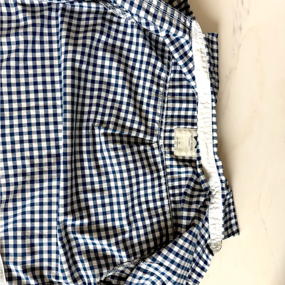 Gilly Hicks Plaid Shirt Button Down Front Navy Blue & White Checkered Size XS - Picture 14 of 17